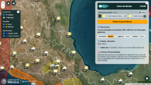 Simon se localiza a 395 km al sur de Manzanillo, Colima, e Isaias, a 300 km al norte de Progreso, Yucatán