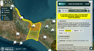 Frente Frío 2 y ciclón Trudy generarán lluvias torrenciales y evento de “Norte” en el sur y sureste de México